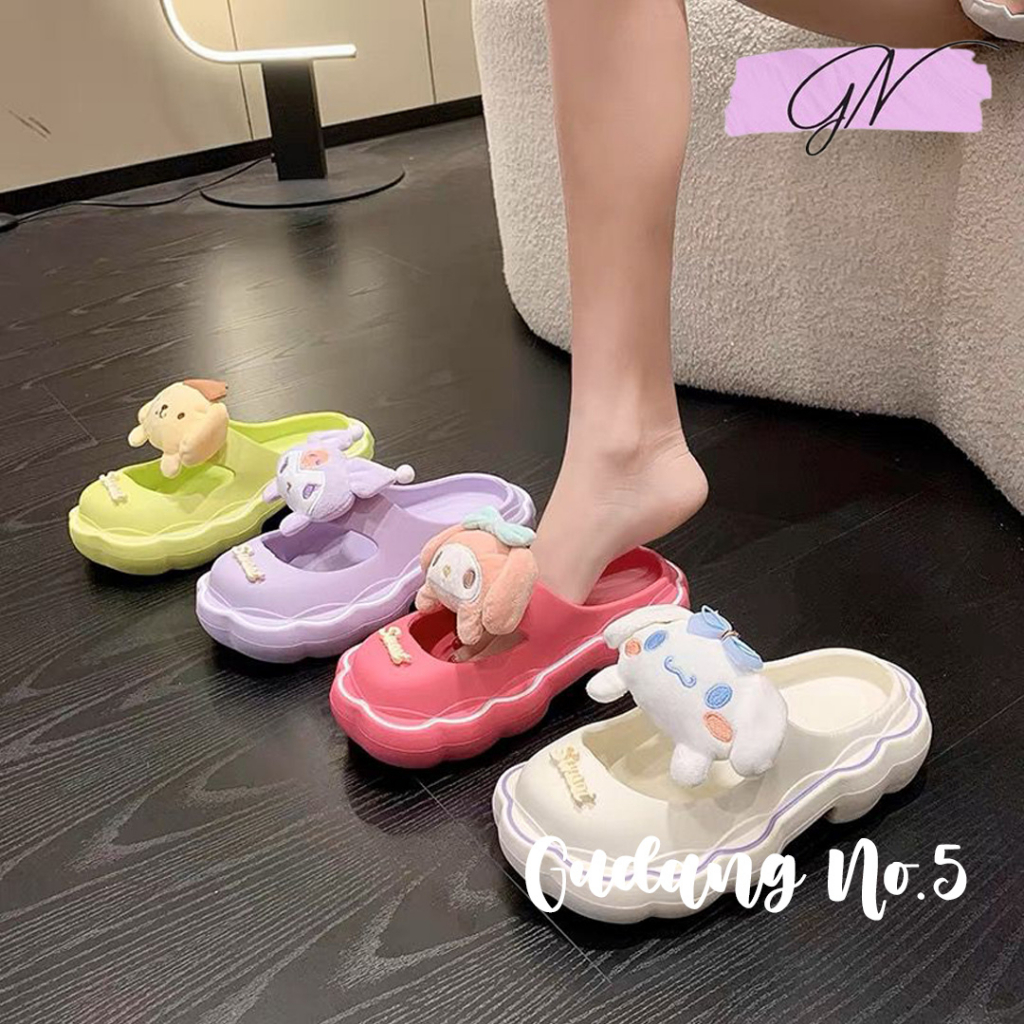 GN-2388 Sandal Selop Crocs EVA Rubber Model Cartoon Fashion Sandal Wanita Import