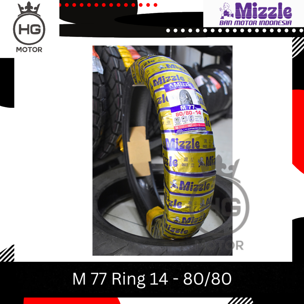 BAN LUAR MIZZLE M77 TUBELESS 100/80-14 80/80-14 90/80-14 RING 14 M-77