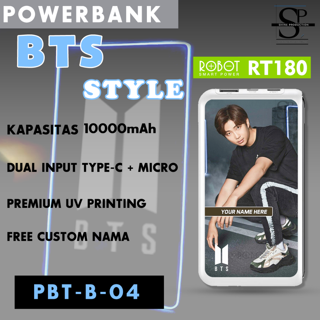 Powerbank BTS Powerbank Robot RT180 10000mAh Real Capacity