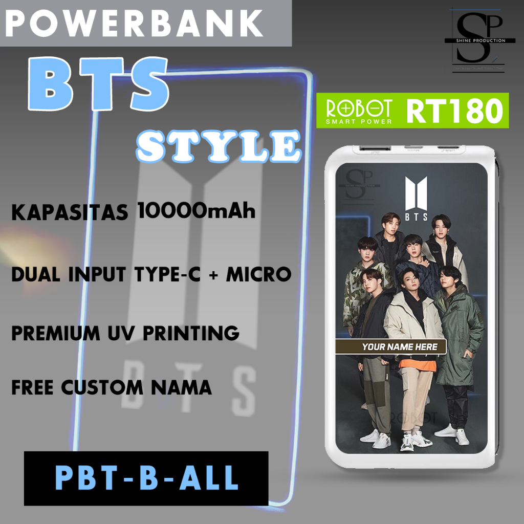 Powerbank BTS Powerbank Robot RT180 10000mAh Real Capacity