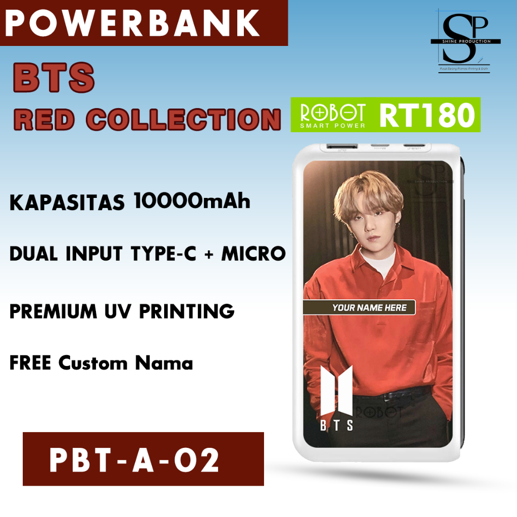 Powerbank Robot RT180 Powerbank BTS Personil Custom Nama