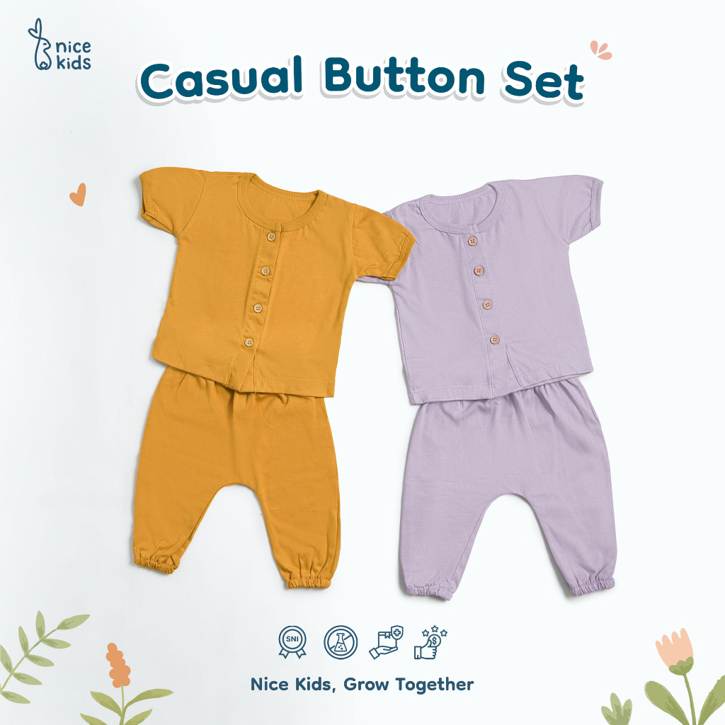 Nice Kids - Setelan Bayi dan Anak Casual Button Set - (Baju Pergi 0-2 Tahun)