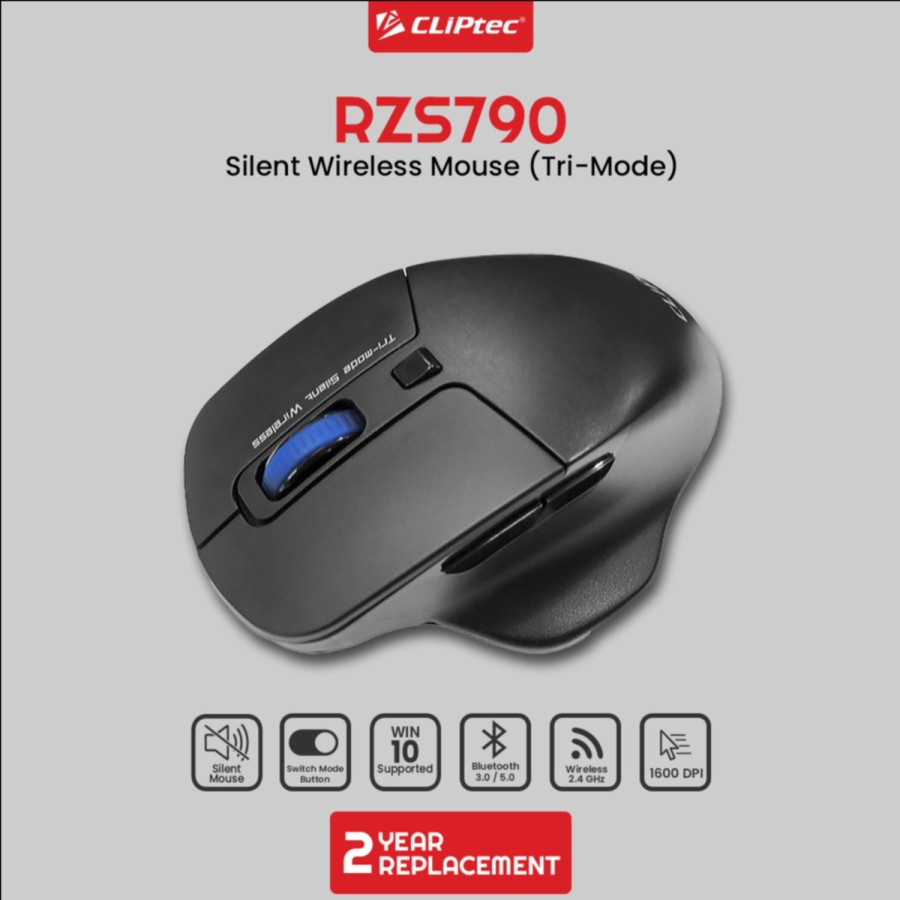 Mouse Silent Wireless Tri-Mode CLIPtec RZS790 1600dpi (TriMox-Xilent)