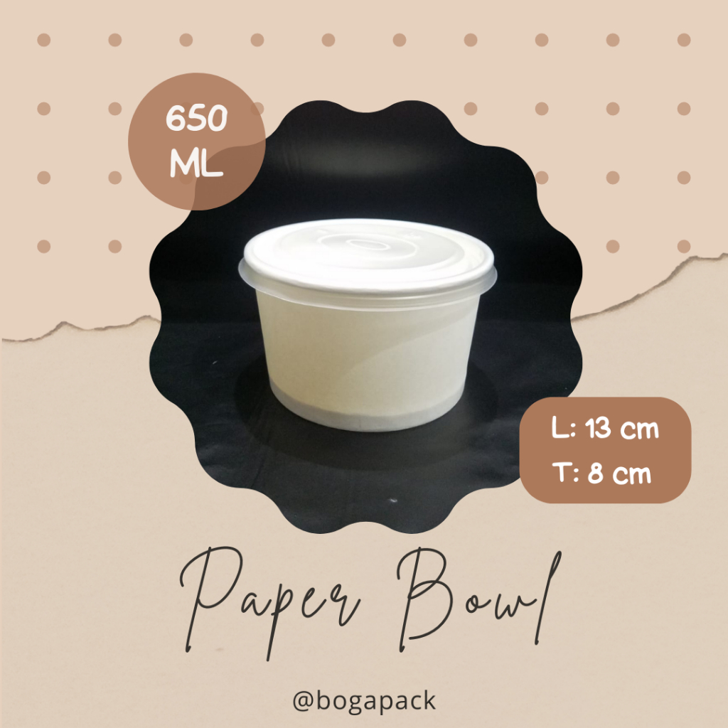 Paper Bowl 650ml Putih/ Paper Bowl / Paper Bowl 22oz / Mangkuk Kertas / Rice Bowl Packaging / Packag