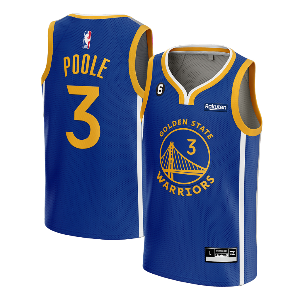 Jersey Jordan Poole GSW Warriors #3 BIRU BLUE Swingman Bola Basket NBA Baju Kaos T-Shirt Tshirt Atasan Costum Kostum