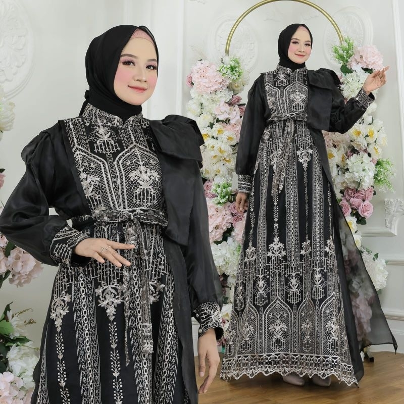 MAXY MELINDA, ORGANZA VELVET, GAMIS HIJAB MUSLIM, MAXY DRESS