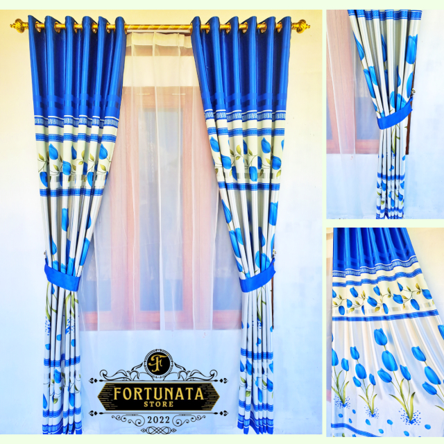 TIRAI JENDELA DAN GORDEN JENDELA DAN GORDEN JENDELA BLACKOUT MOTIF BUNGA TULIP / GORDYN PRINTING MOT