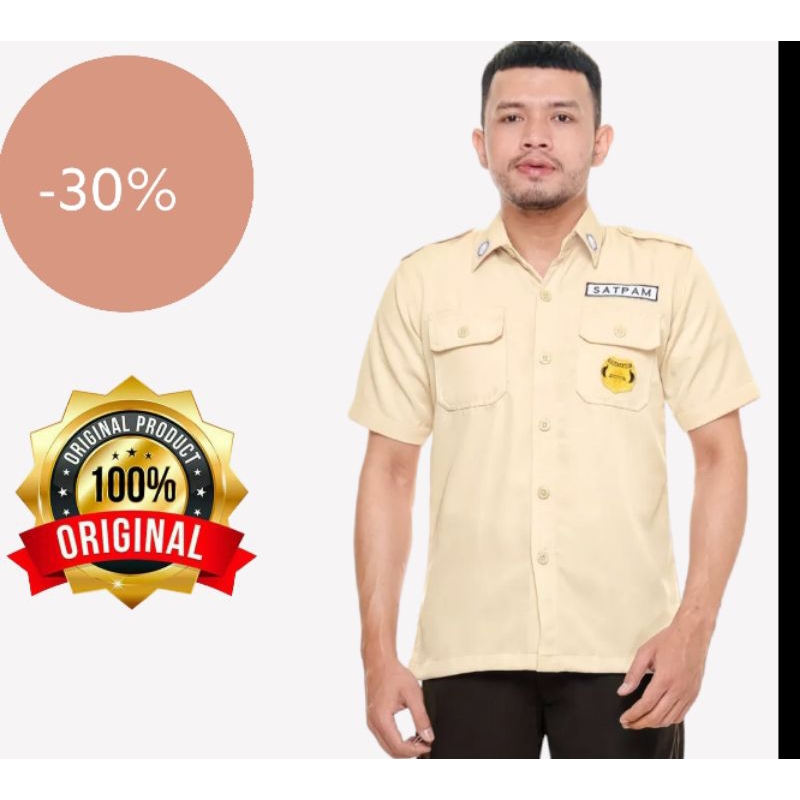 stelan 1 Stel Seragam Satpam Security PDH PDL security pria  model terbaru  2023-2024 warna coklat cream tua muda krem crem bahan seragam panjang PDL lapangan Seragam Lengan pendek PDH bahan tebal original khusus keamanan COD