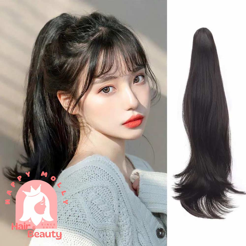 Hair Clip Ponytail Wig - Jepit Rambut Kuncir Ekor Kuda Fashion Wanita Korea - Curly - Hair Extension W8237 ( Group )