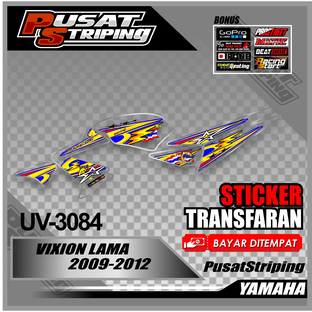 Striping Vixion Old 2009-2012 / Scotlet Transparan Vixion Old Desain Bintang