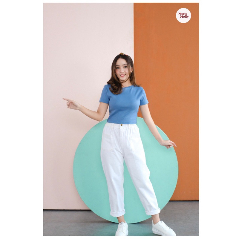 monomolly alexa baggy jeans white
