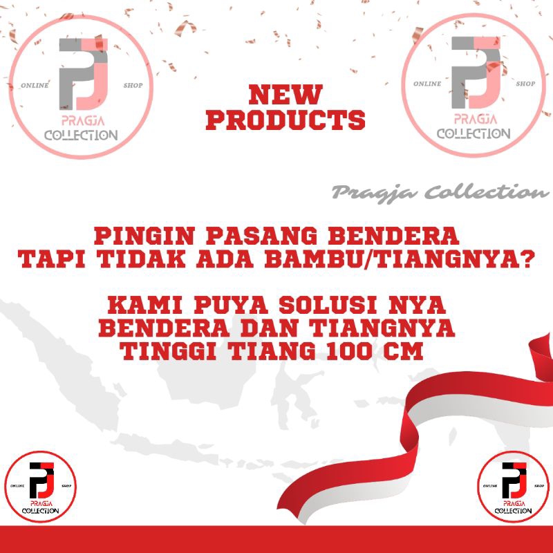 Bendera Merah Putih bendera Indonesia + Tiang Bambu