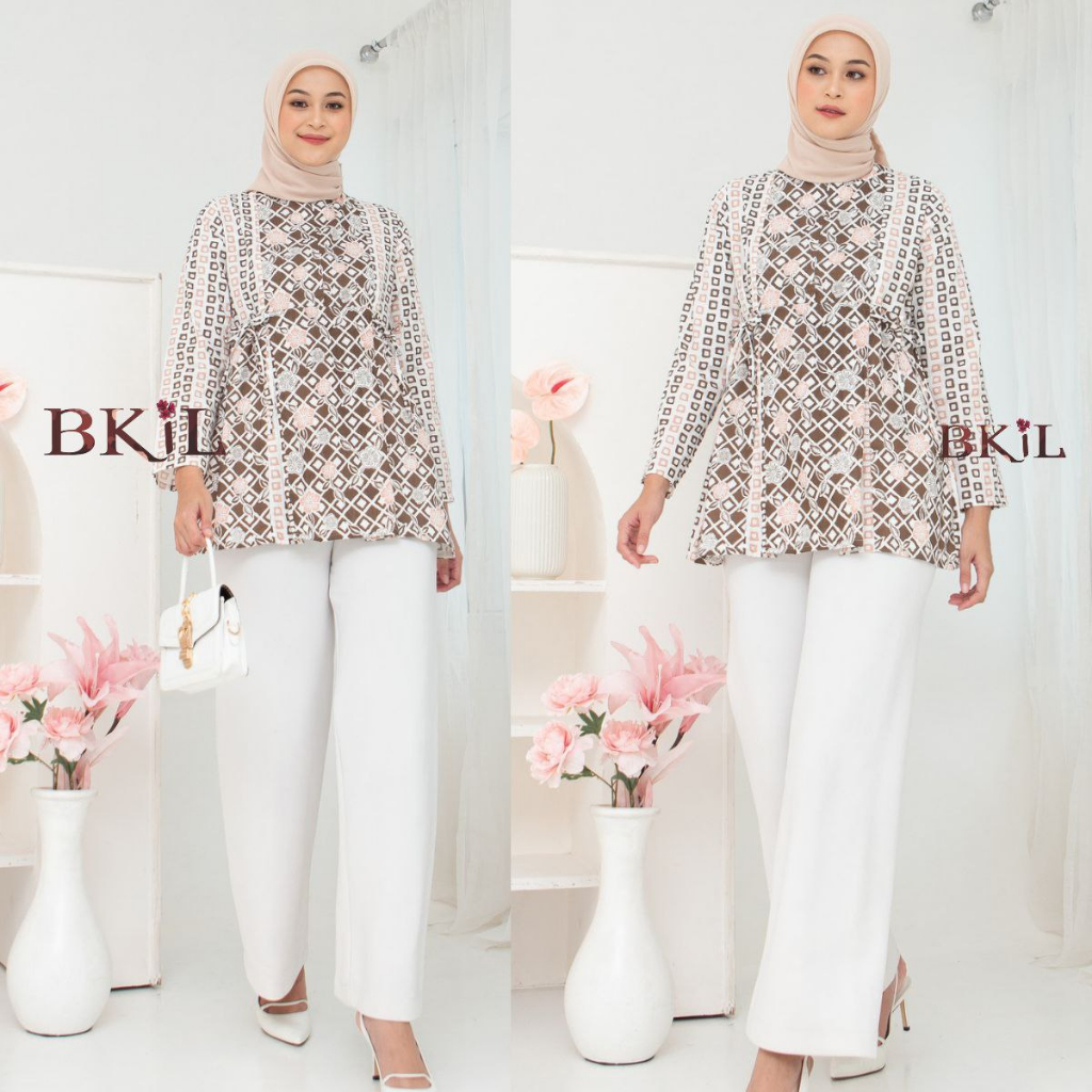 Baju Batik Wanita Modern Atasan Blouse Batik Kerja Kantor Wanita