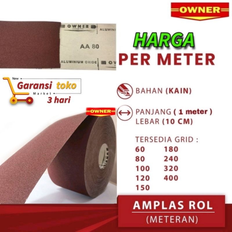 AMPLAS kasar/halus  METERAN AMPLAS ROLL AMPLAS realpic ready ukuran