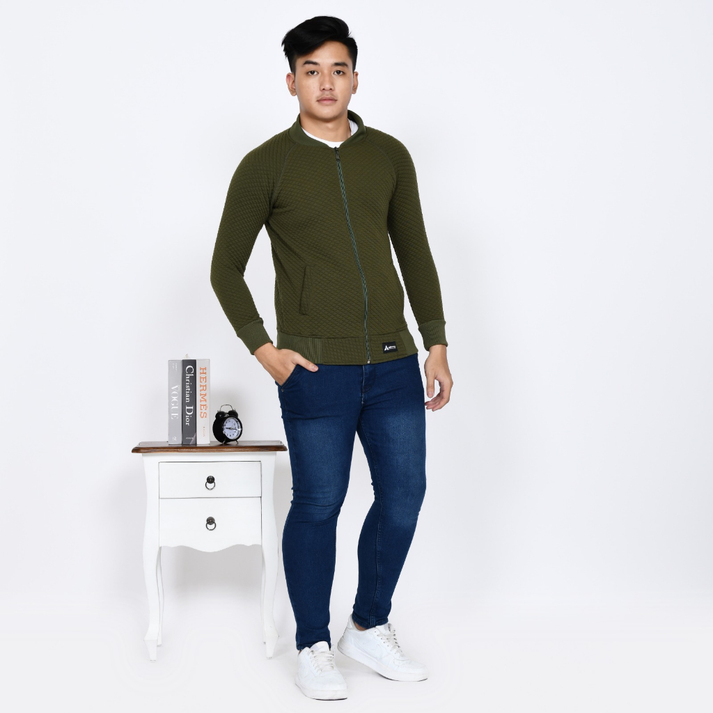 Jaket Comfy Pria Original Premium Jumbo Big Size Polos Motif Diamond