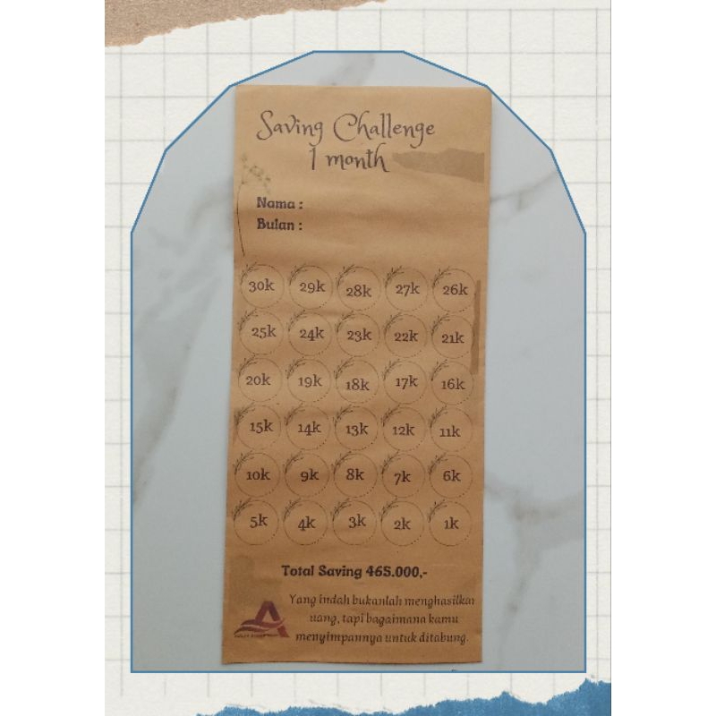 

Amplop menabung/Challenge 1 bulan