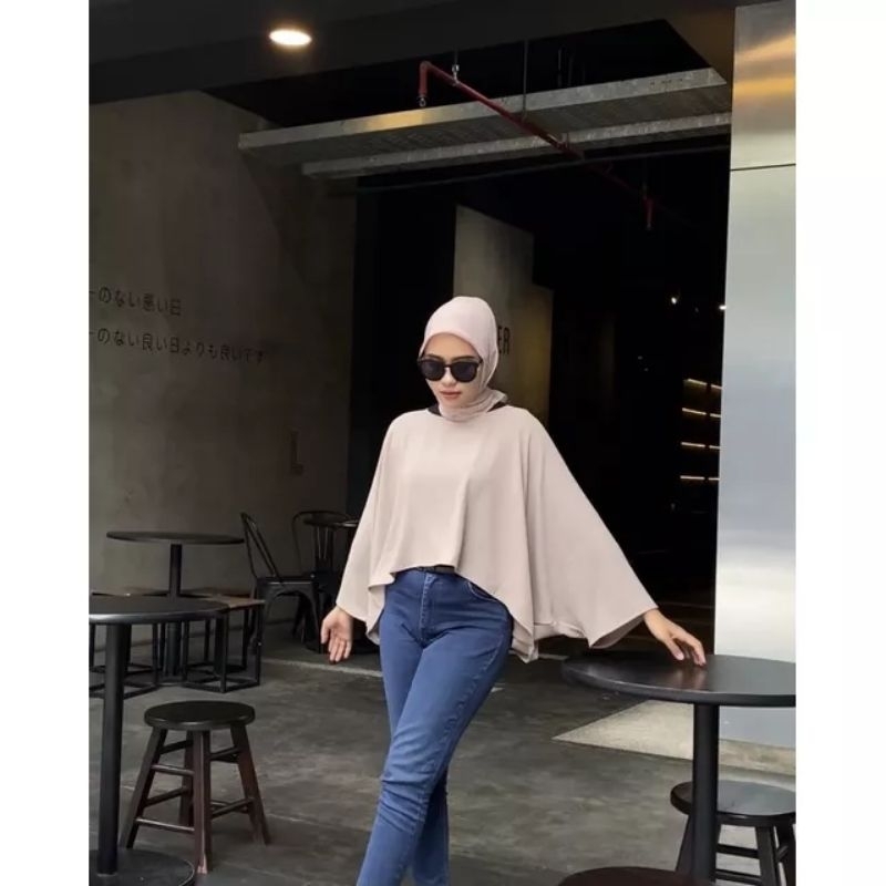 Blouse Batwing Bahan Crinckle Air flow Atasan Simple Baju Wanita All size