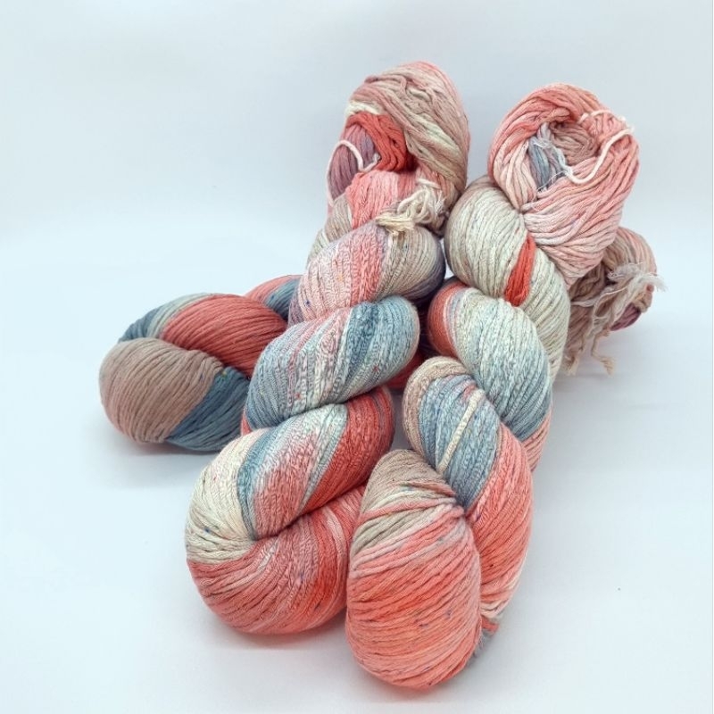 Benang Rajut Cotton Tweed Katun Ombre Hand Dyed - Fire Flame