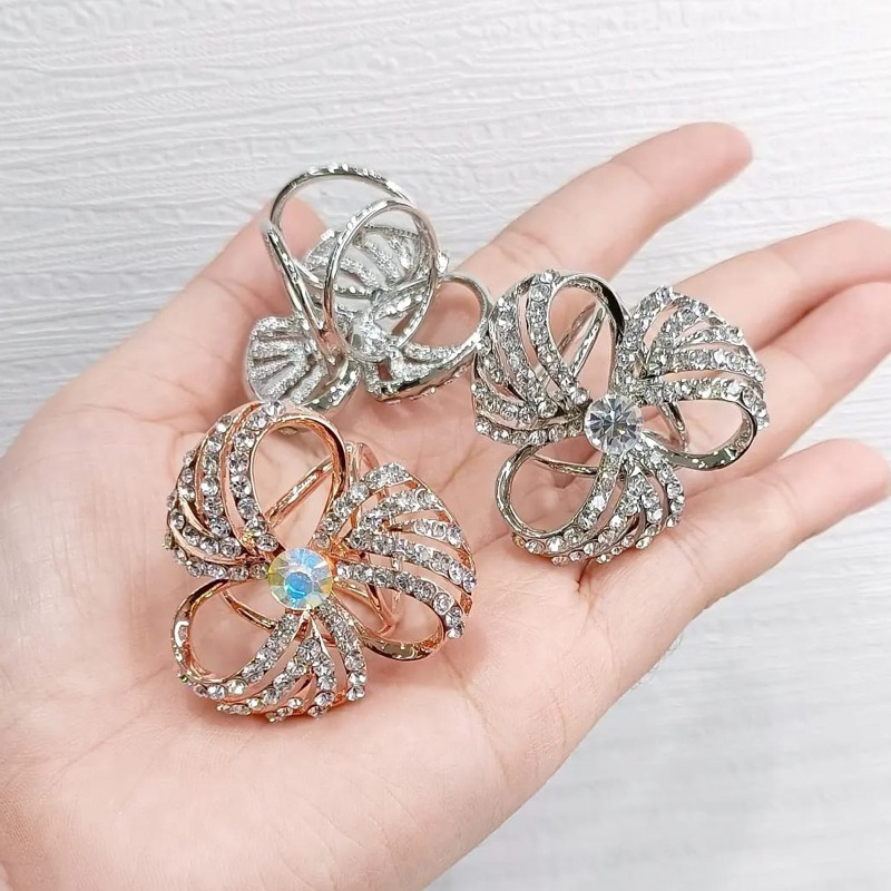 Ring bros cincin / Ring hijab jilbab / Ring syal scarf bunga anggrek lilit diamond