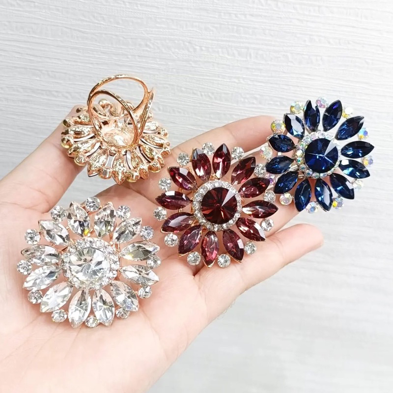 Ring bros cincin / Ring jilbab hijab / Ring syal bunga mote diamond marquise warna