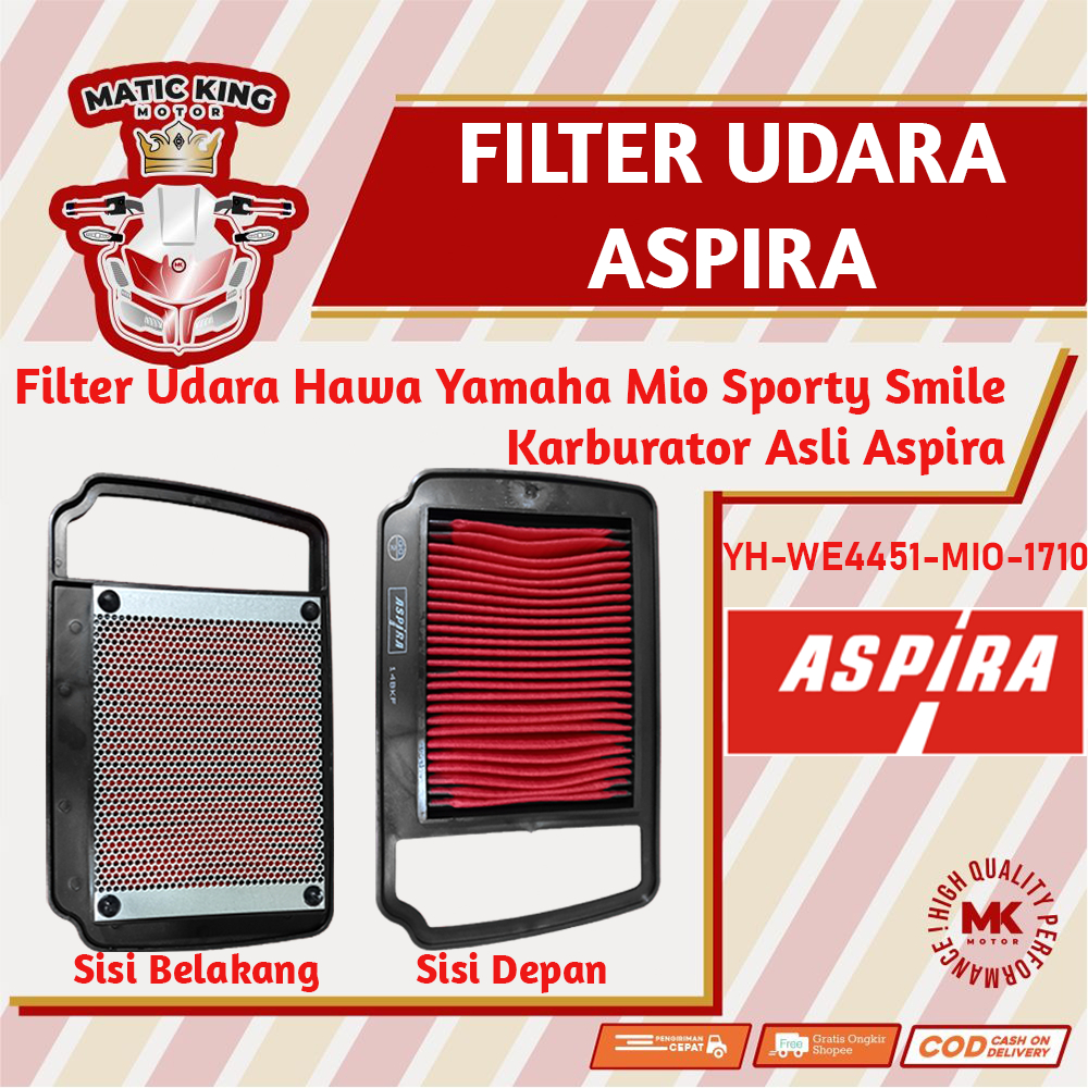 Filter Udara Hawa Yamaha Mio Sporty Smile Karburator 110 ORI ASLI Aspira Astra Otoparts YH-WE445-MIO-1710