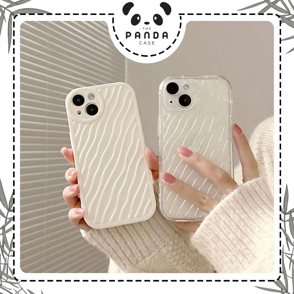 [TPC] Transparant Beige Wave Case Kompetibel For IPHONE 7 8 plus X XS MAX 11 12 13 14 PLUS MINI PRO MAX - IP082