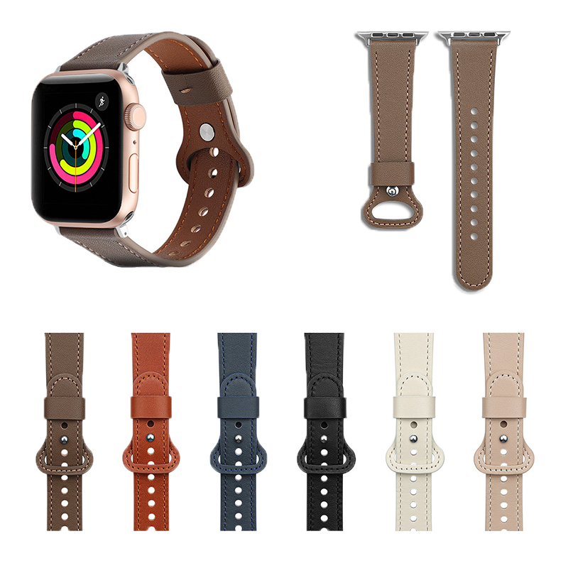 Tali✅Slim Genuine Leather Strap Compatible With iWatch Series SE 38mm 40mm 41mm 42mm 44mm 45mm 49mm