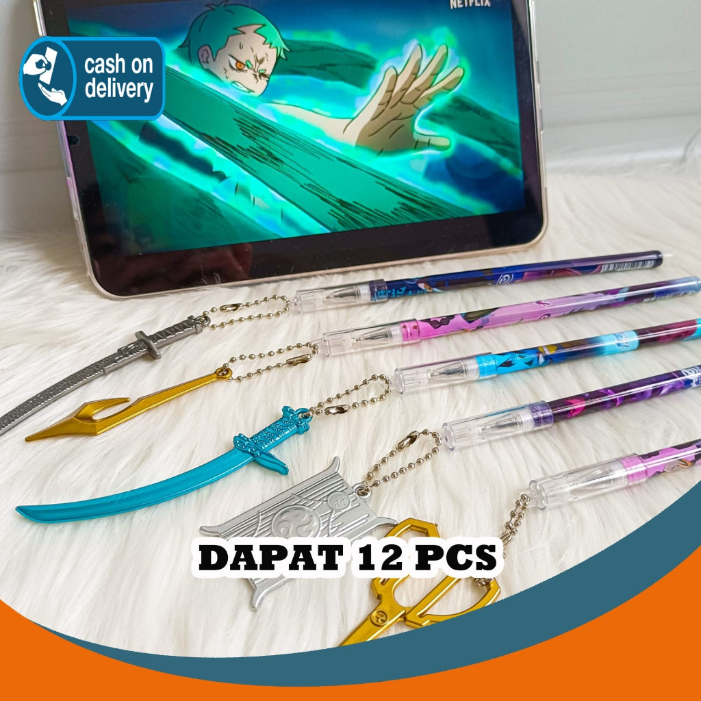 

SELUSIN PULPEN GANTUNGAN PEDANG NINJA KUNAI GUNTING ISI 12 PCS PEN GANTUNGAN ALAT TULIS BOLPOIN UNIK IMUT MURAH PEN GEL KARAKTER LUCU MURAH PENA