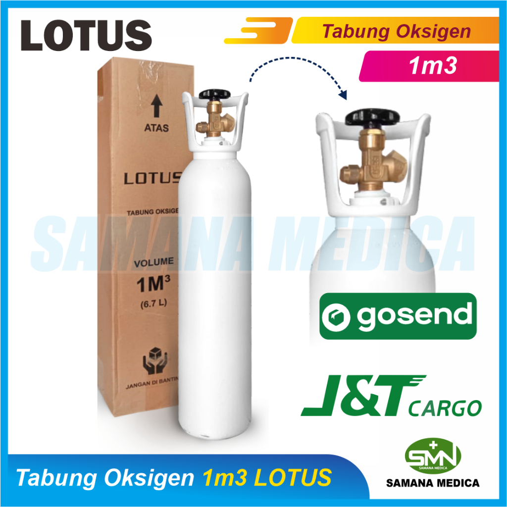 GOSEND ONLY - Tabung Oksigen LOTUS  Medis 1M3 isi Full Tanpa Troli - LOTUS Murah Promo