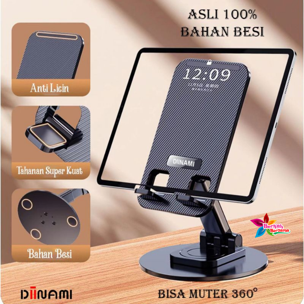 DIINAMI HM-1 Holder HP BESI phone Holder stand hp Tab &amp; iPad universal Holder lipat besi dimeja dudukan hp bisa puter 360 derajat BB8291