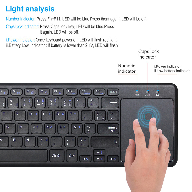 Keyboard Wireless QWERTY dengan Touchpad - Q63 - Black