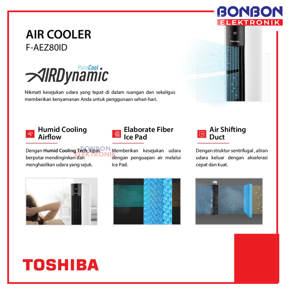 Toshiba Air Cooler 7 Liter F-AEZ80ID Humid Cool Airdynamic 20m² 65W