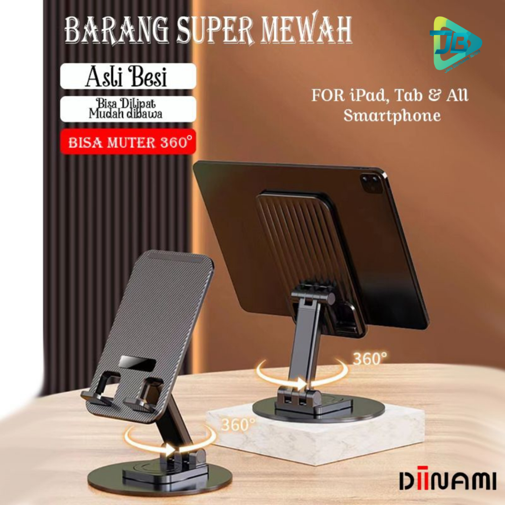 DIINAMI HM-1 Holder HP BESI phone Holder stand hp Tab &amp; iPad universal   Holder lipat besi di meja dudukan hp  bisa puter 360 derajat JB8804