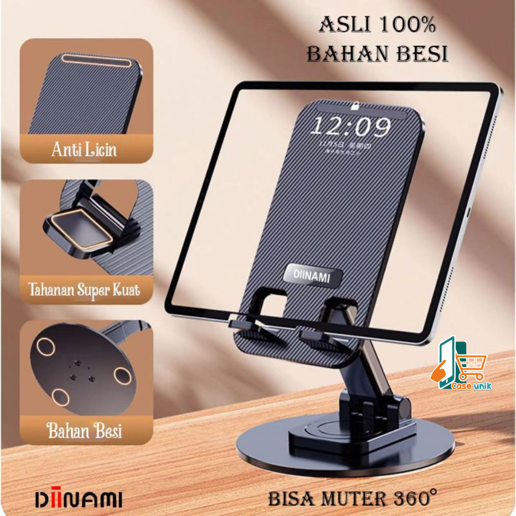 DIINAMI HM-1 Holder HP BESI phone Holder stand hp Tab &amp; iPad universal   Holder lipat besi di meja dudukan hp  bisa puter 360 derajat CS5748