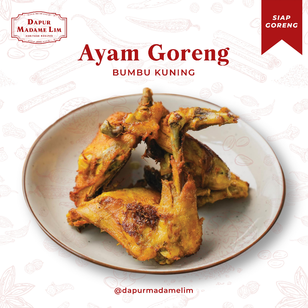 

Ayam Goreng Bumbu Kuning Madam Lim - 5 Potong (Dada / Paha)