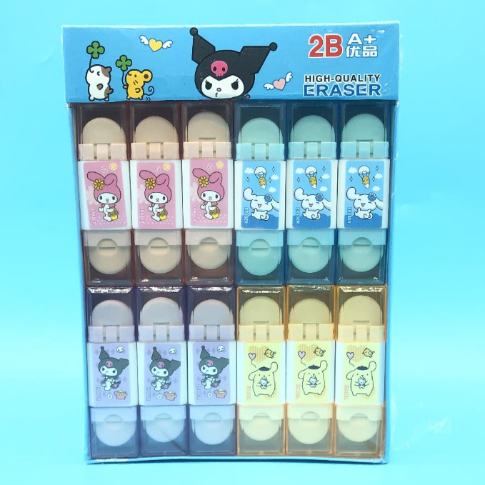 Penghapus Sanrio MIKA CASE Kuromi / Cinnamoroll / Melody / Pompompurin / Eraser Pensil Lucu 2B double head Karet Korea Alat Tulis Lucu Perlengkapan Sekolah