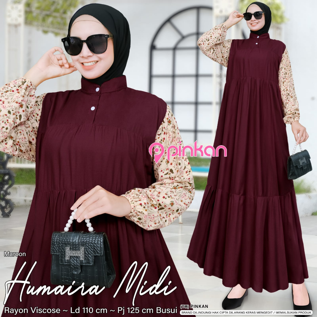 HANA MIDI gamis motif terbaru original by pinkan