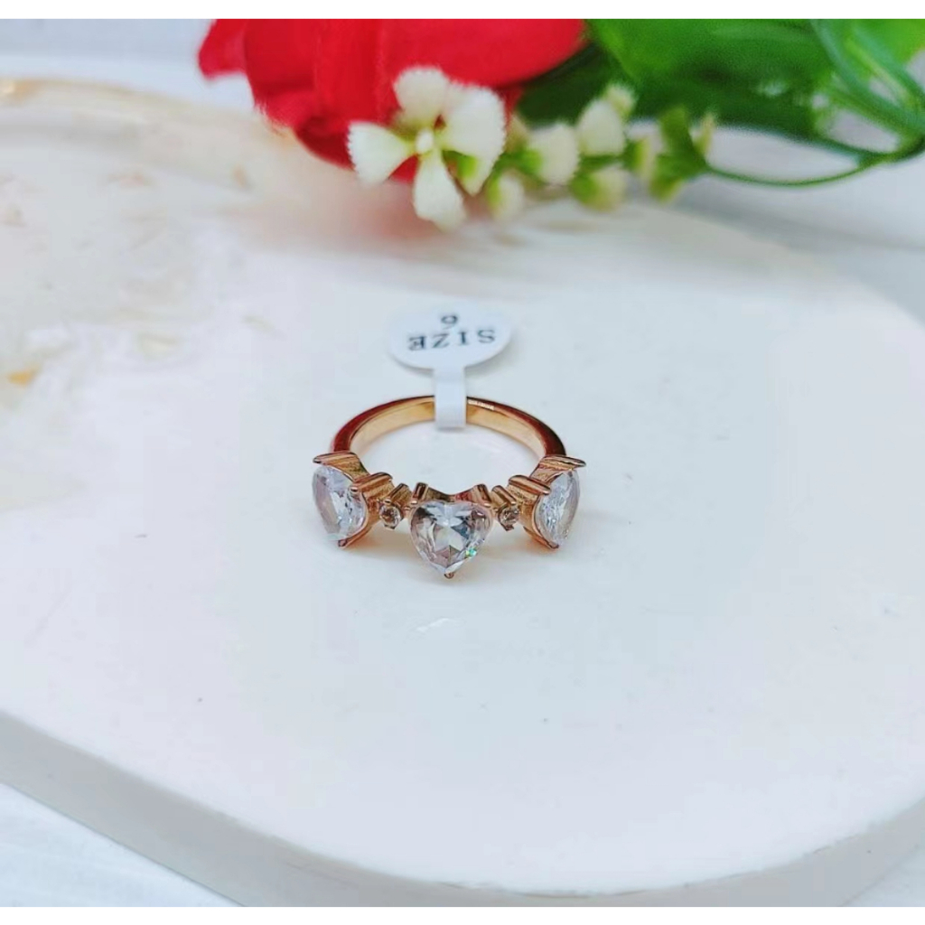 Cincin Titanium Love Mata Putih Dan Merah Perhiasan Fashion R061