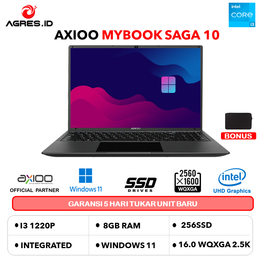 AXIOO MYBOOK SAGA 10 I3 1220P 8GB 256GB W11+OHS 16.0WQXGA 2.5K GRY