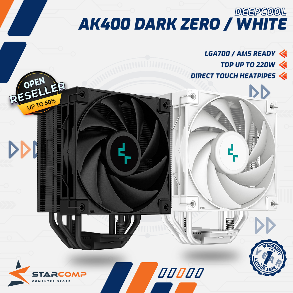 DEEPCOOL AK400 Zero Dark / White CPU COOLER Heatsink AK 400