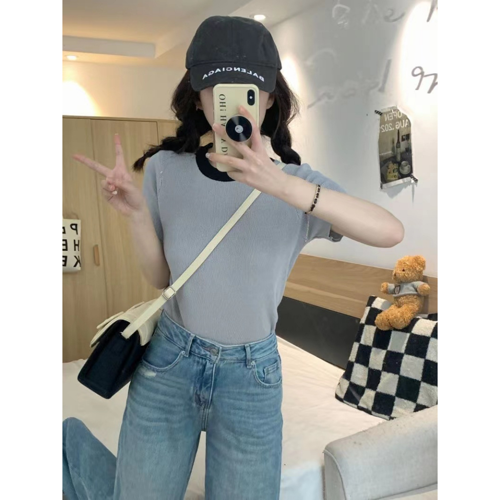 Lana Top Knit Korean Tshirt Polos - Baju Atasan Wanita Rajut Import TM - (5920)