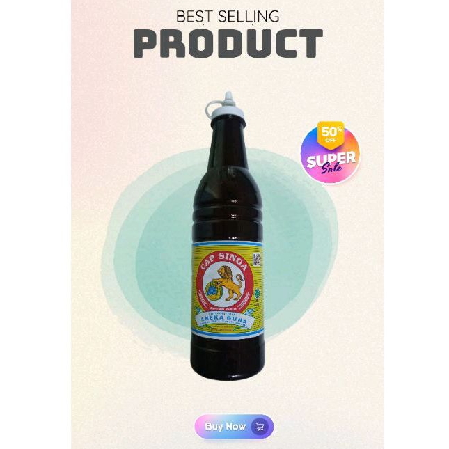 

Kecap Asin Asli Cap Singa Kemasan plastik 600ml