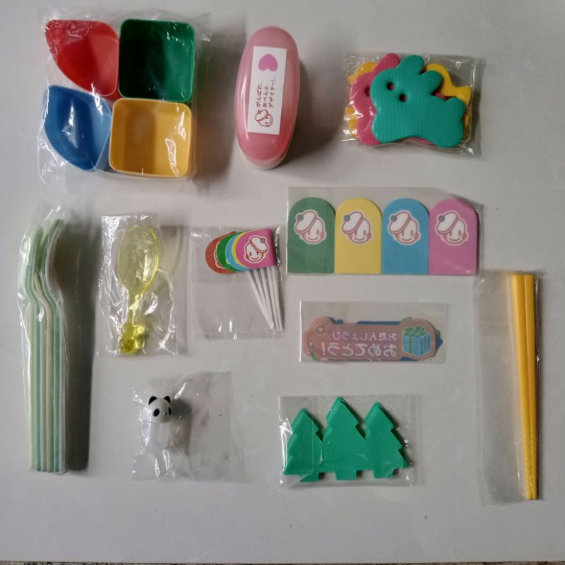 [Rare] Silicone Cup Sauce Cup Bento, set sendok garpu, wadah bento, Baran untuk Bento