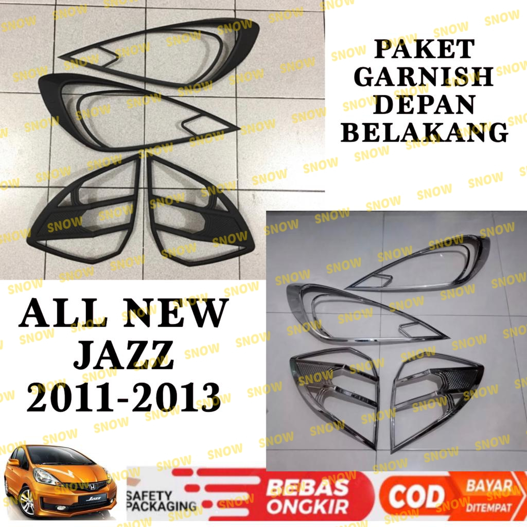 Paket Garnish Lampu Depan Belakang All New Jazz 2011 2013 Hitam Chrome