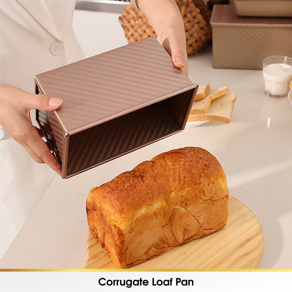 Cetakan Loyang Kue Roti Loaf Pan Tutup Press Tanpa Sambungan Premium Anti Lengket Non Stick Carbon Steel