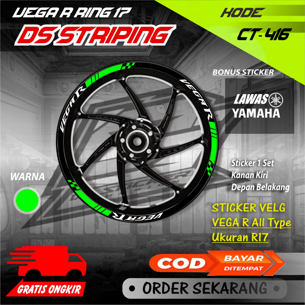 Ct-416 Stiker Cutting pelek variasi Sticker Velg Motor Vega R Ring 17