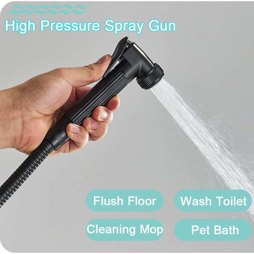 Set Shower Mandi 3 Way Hand Spray Gun Hot and Cold 4 Button - 4HC - Black