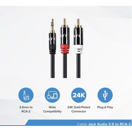 ITSTORE Kabel Jack 3.5 Male to Male RCA 1.5M Gold Merk NYK