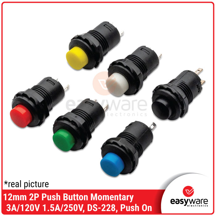 Push Button 12mm Momentary Push On Tombol Saklar 12mm Switch On