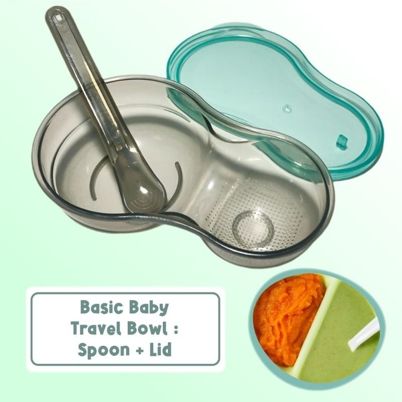 Basic baby travel bowl spoon + lid | mangkuk mpasi bayi